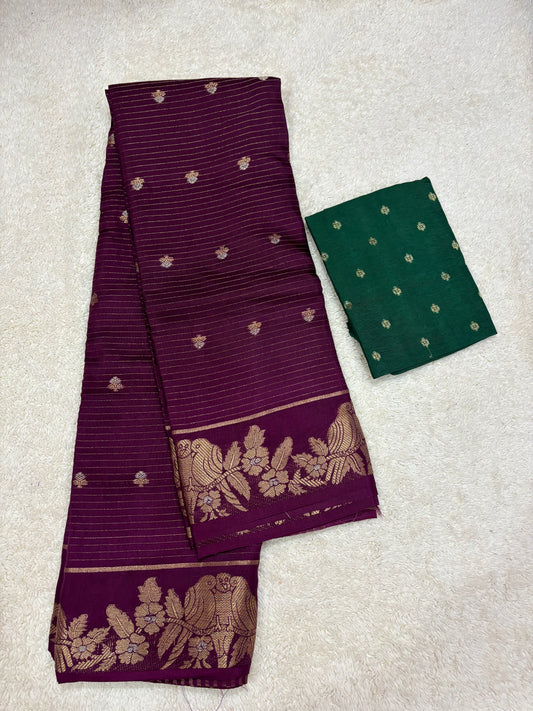 Mashru Silk with contrast Blouse